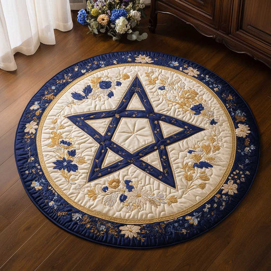 Floral Star Bloom WN2203046CL Quilted Round Mat