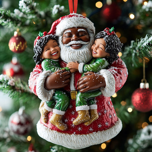 Warm Black Santa Claus Cabin WN0511107CL Christmas Ornament