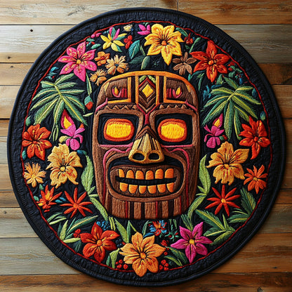 Island Spirit Blooms WN3005028CL Quilted Round Mat