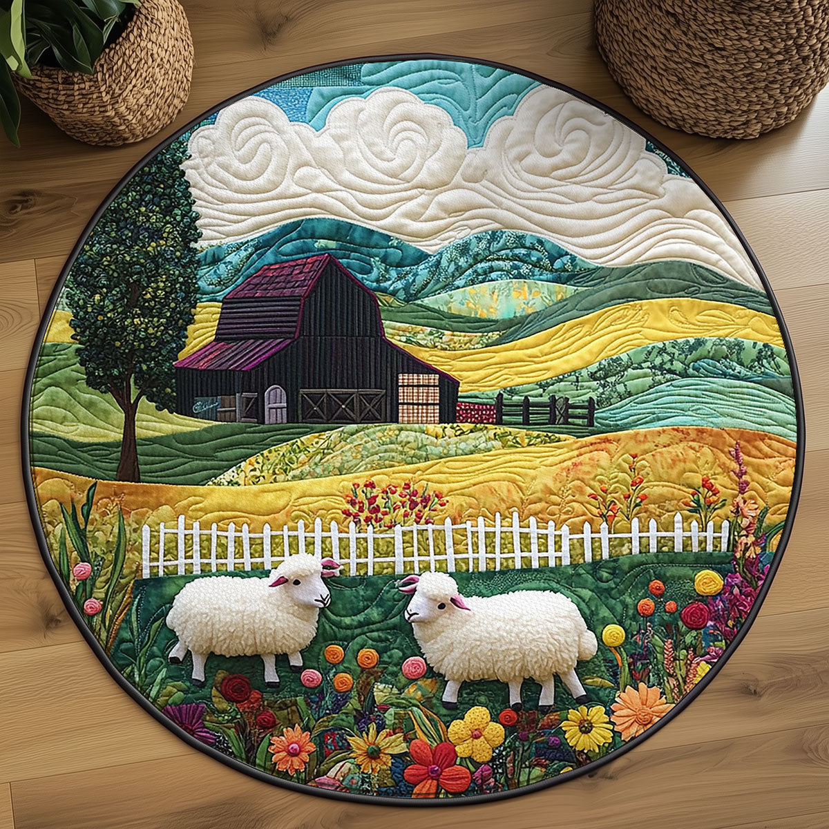 The Woolly Fence WJ2807048CL Quilted Round Mat