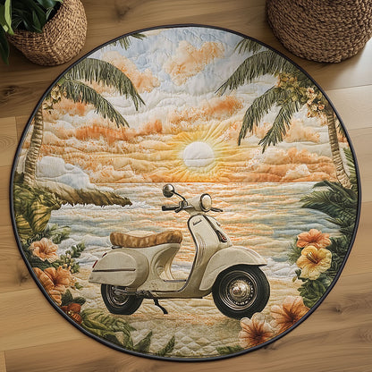 Vintage Coastal Scooter WJ0307046CL Quilted Round Mat