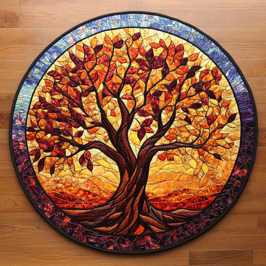 Tree Of Life Mosaic WN0206043CL Quilted Round Mat
