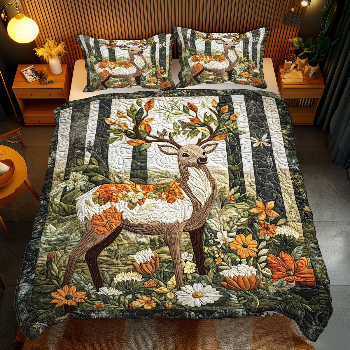 Floral Deer WP2001034CL Duvet Cover Set