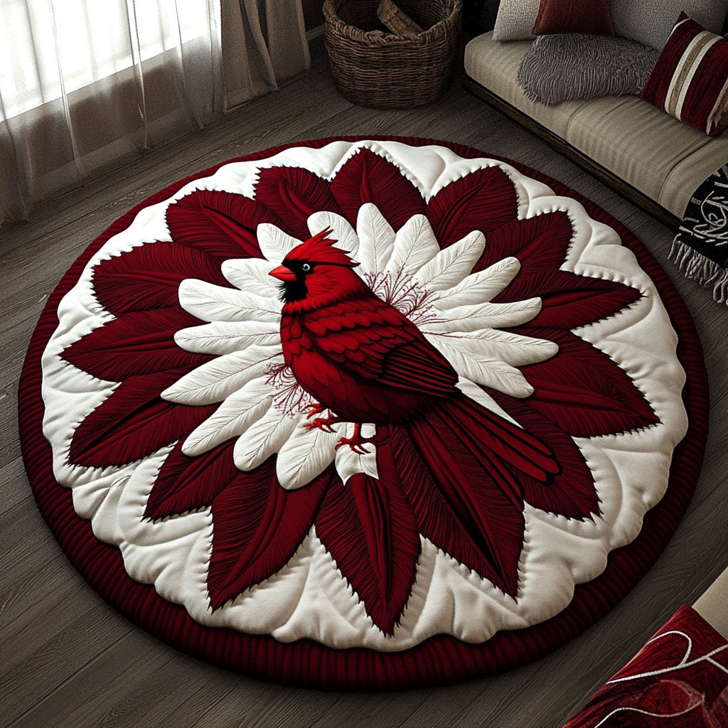 Crimson Cardinal KL2412034CL Quilted Round Mat