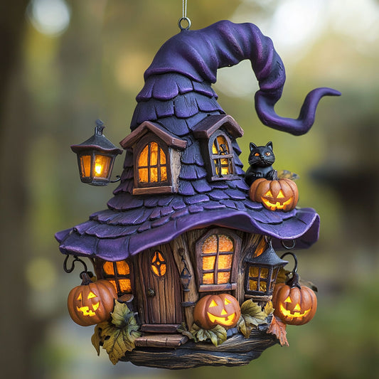 Witch Hat House Glowmoon WN0312028CL Christmas Ornament
