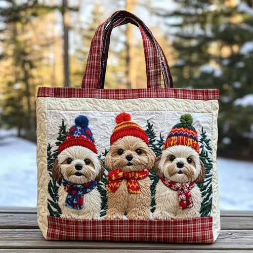 Merry Woofmas XR3010011CL Quilted Tote Bag