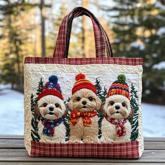 Merry Woofmas XR3010011CL Quilted Tote Bag