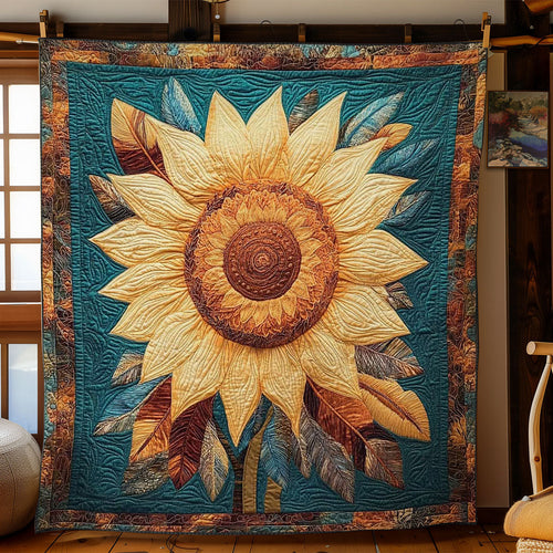 Sunflower And Feather Harmony WN1302046CL Quilt