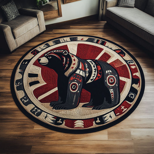 Bear Tribal KL1012018CL Quilted Round Mat
