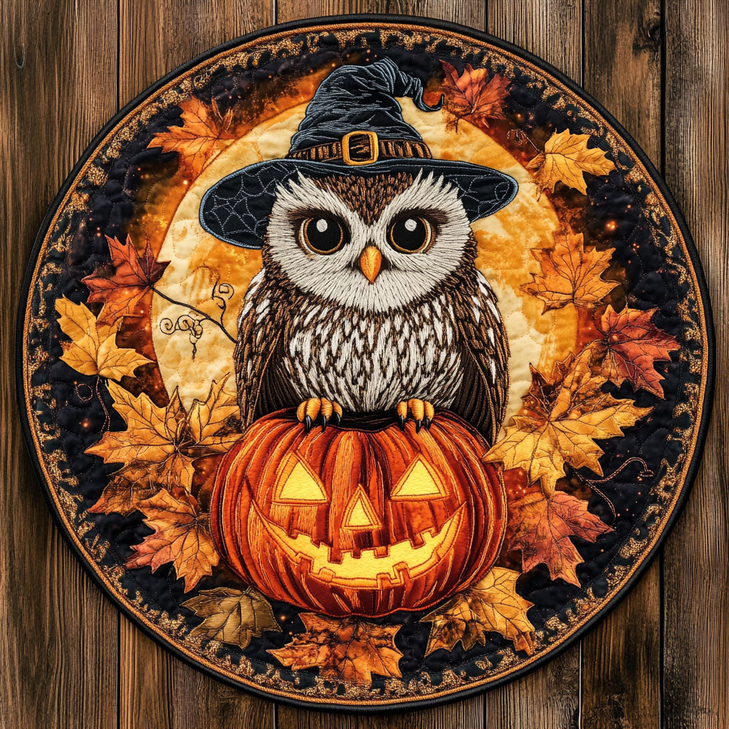 Owl On Firelight WN0708074CL Quilted Round Mat
