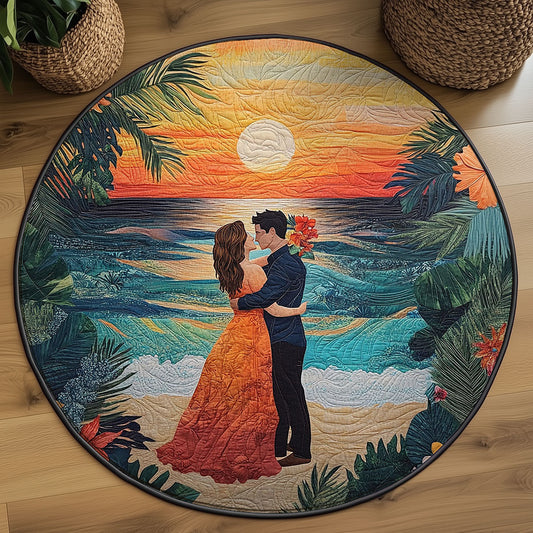 Romantic Sunset Couple WJ0207030CL Quilted Round Mat