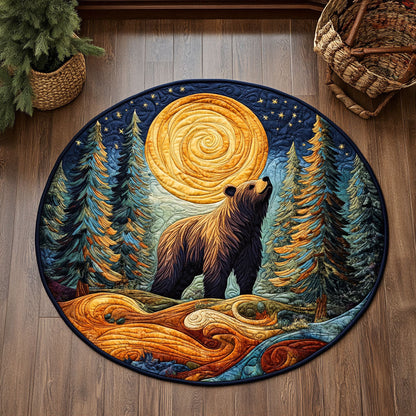 Wild Bear Night WJ3006050CL Quilted Round Mat