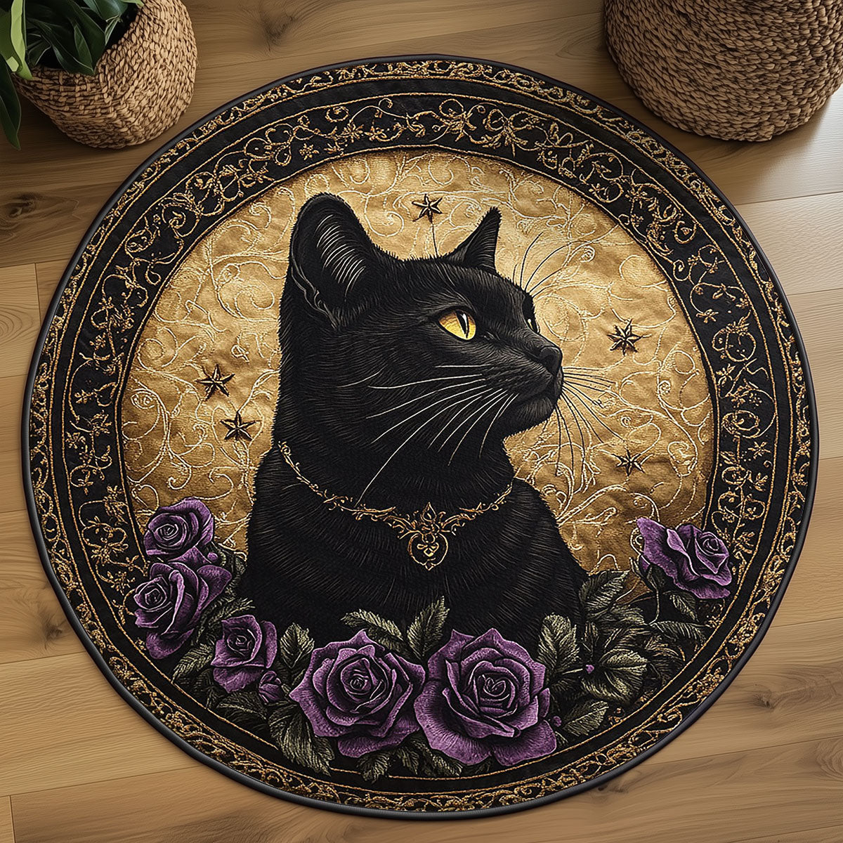 Witchy Cat WN0807101CL Quilted Round Mat