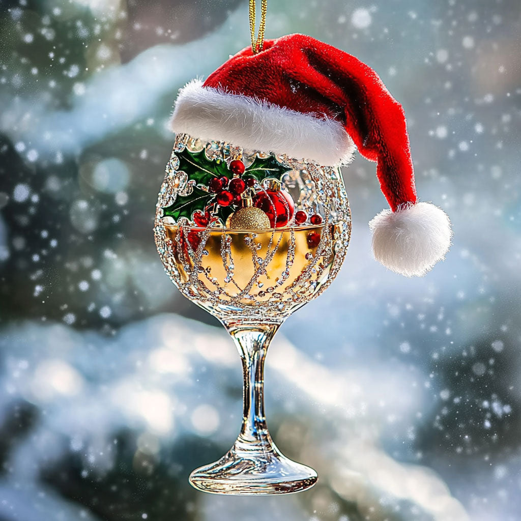 Wine Glass Frost Delight WN1112117CL Christmas Ornament