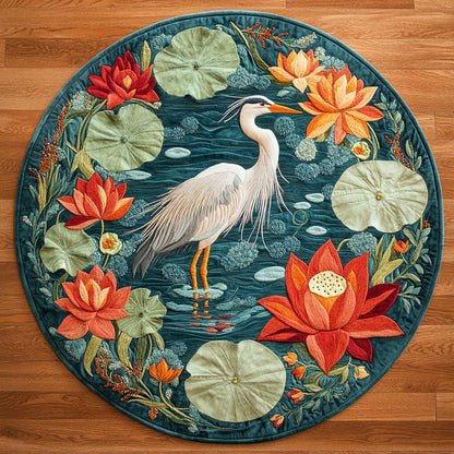 Heron In Bloom WN2404050CL Quilted Round Mat