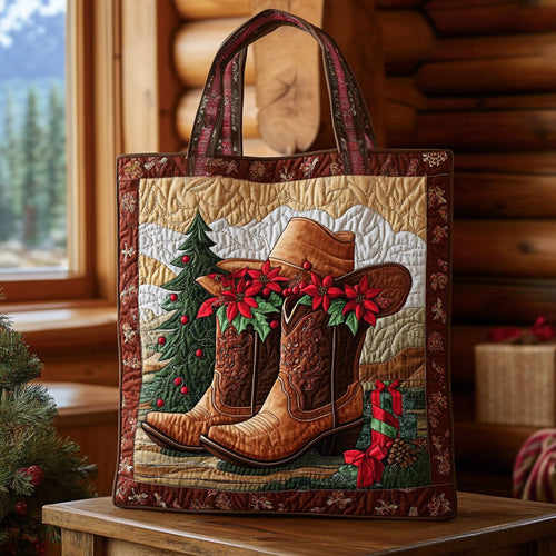 Festive Cowboy Boot KL2511018CL Quilted Tote Bag