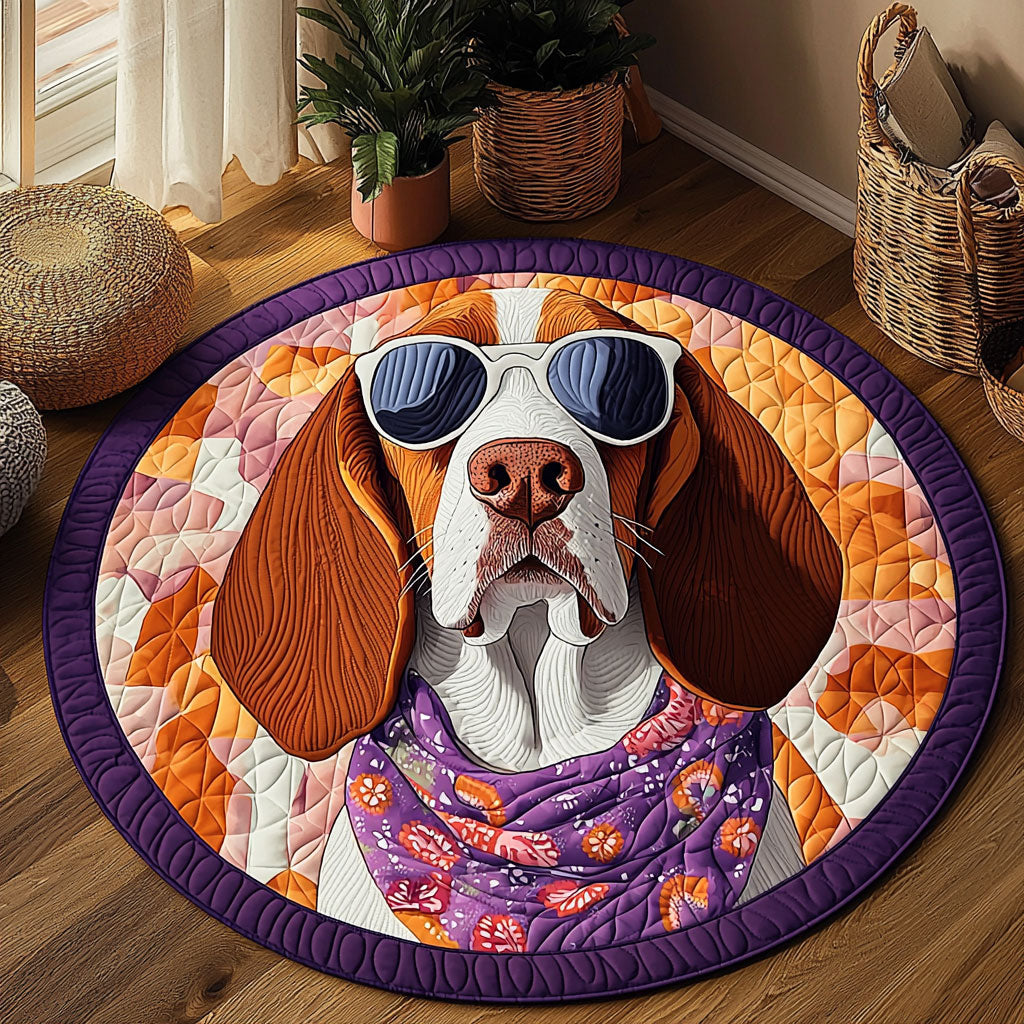 Fancy Basset Hound QA0712014CL Quilted Round Mat
