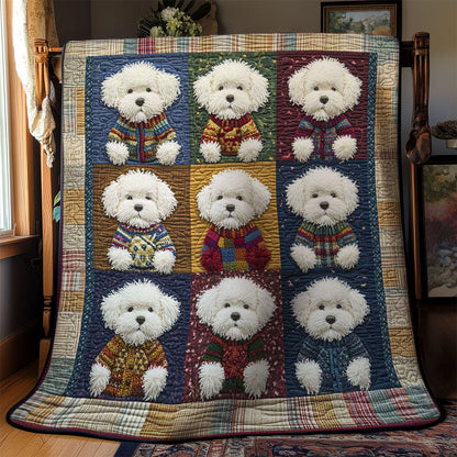 Fluffy Bichon Tiles WN2301030CL Quilt