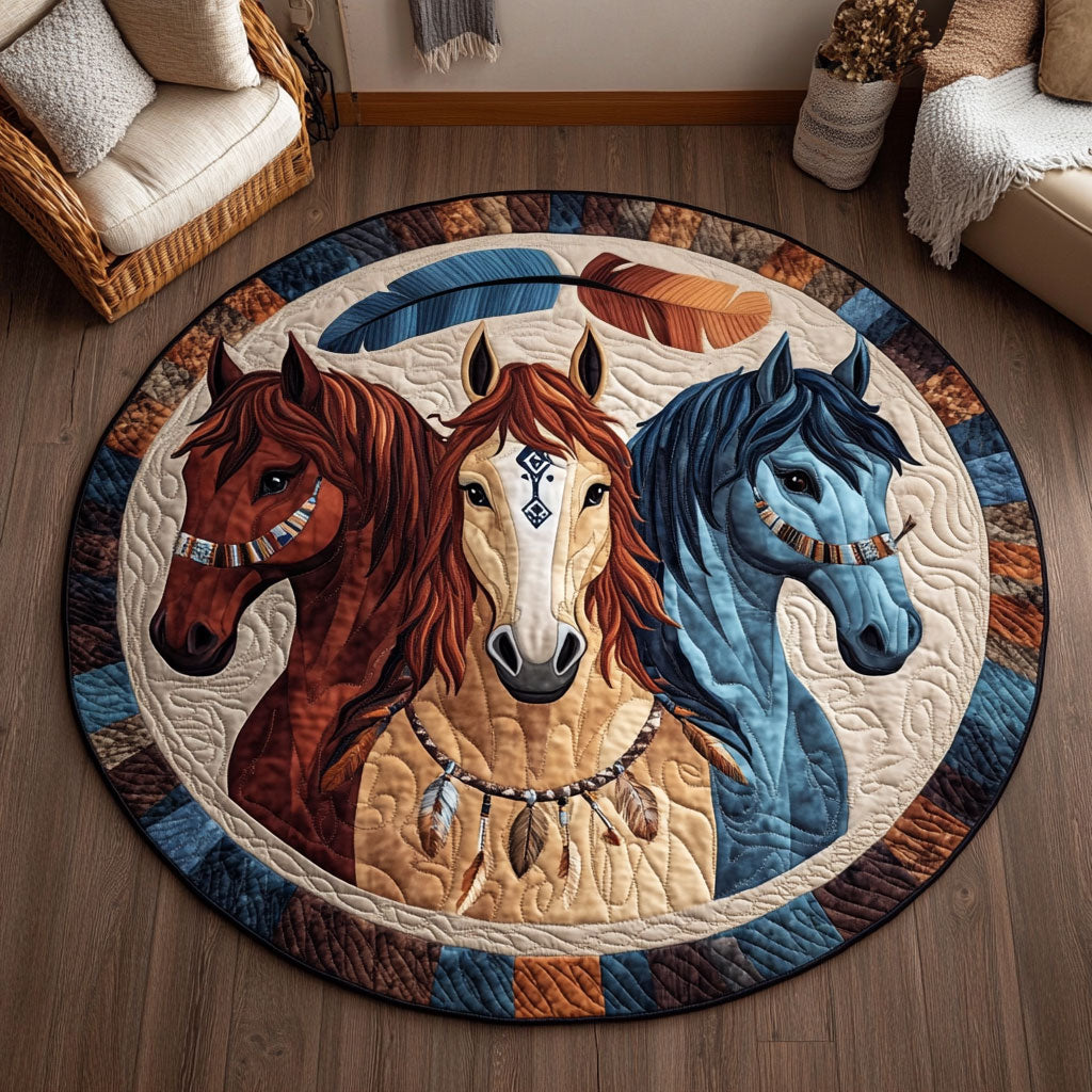 Horses Spirit KL1012022CL Quilted Round Mat