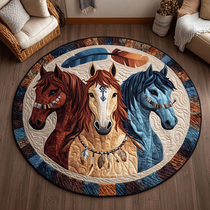 Horses Spirit KL1012022CL Quilted Round Mat