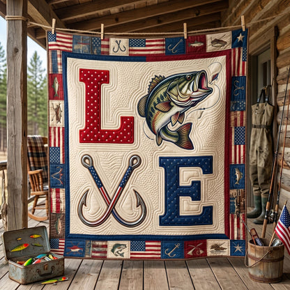 Love Fishing Patriotic WN1205013CL Quilt