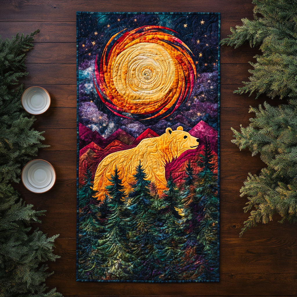 Wild Bear Night WJ3006031CL Quilted Table Runner