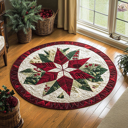 Geometric Poinsettia QA2711026CL Quilted Round Mat