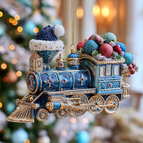 Magic Blue Train CW1012045CL Christmas Ornament
