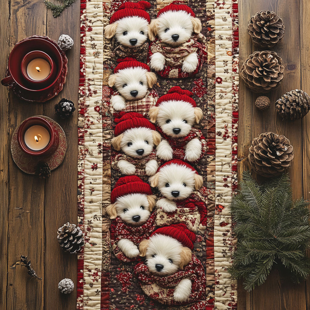 Rustic Bichon Frise WN0907066CL Quilted Table Runner