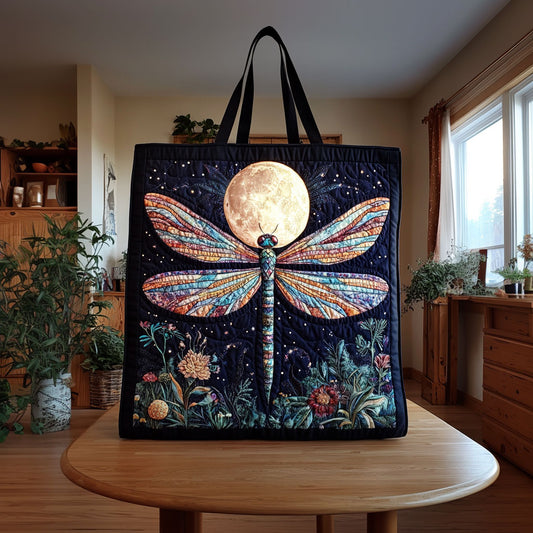 Dragonfly with Moon KL1112028CL Quilted Tote Bag