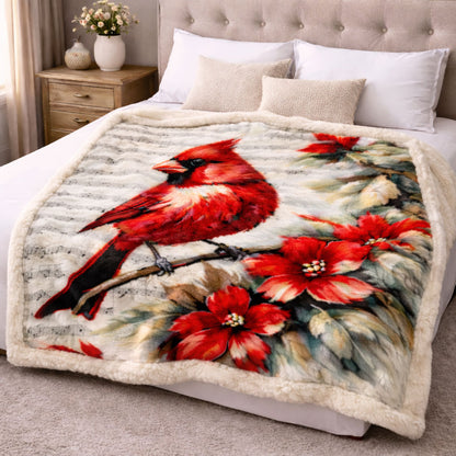 Crimson Melody Cardinal KL2801001CL Faux Fur Throw Blanket