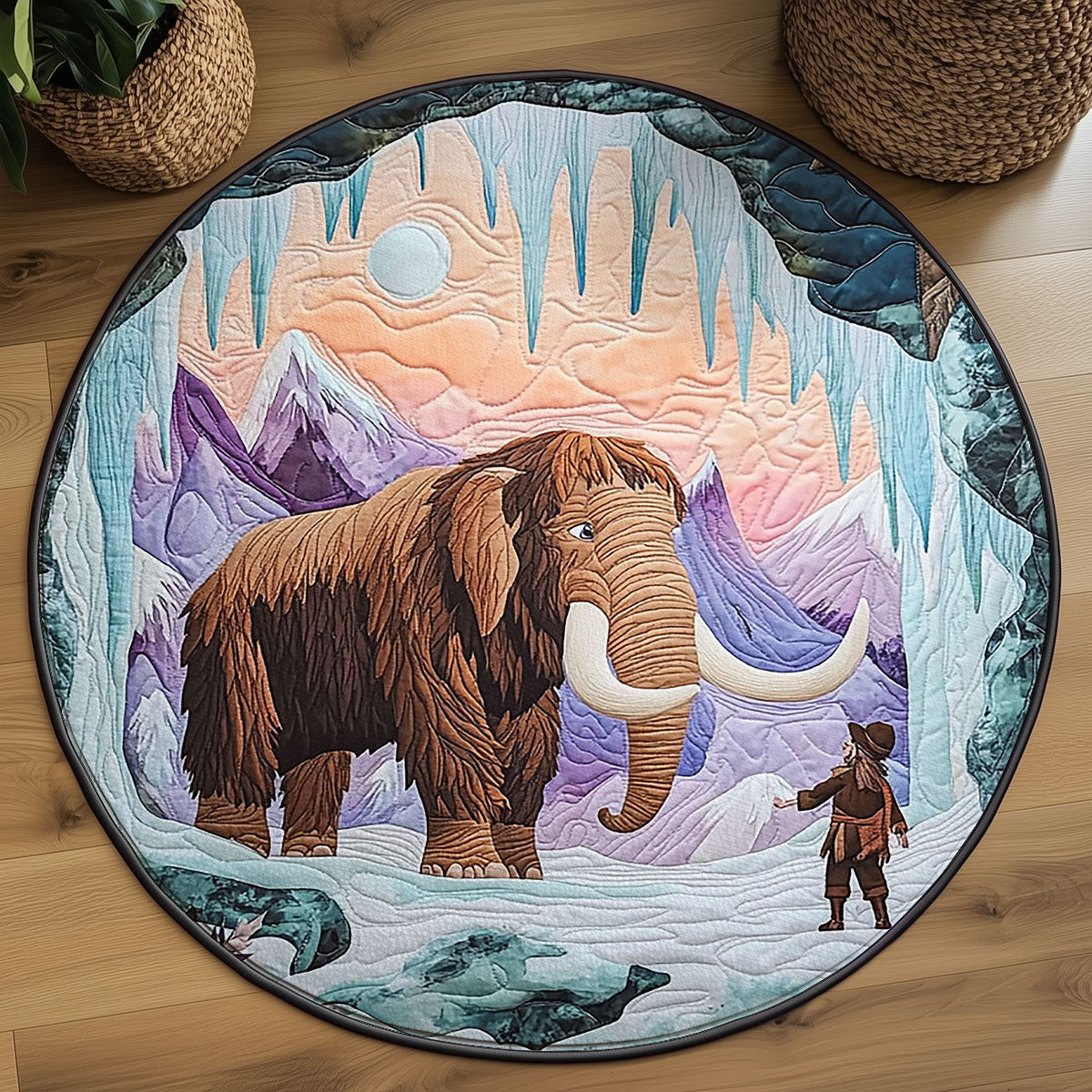Majestic Woolly Mammoth WJ2105046CL Quilted Round Mat