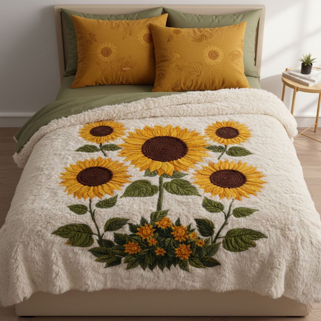 Golden Sunflower WJ2801004CL Faux Fur Throw Blanket