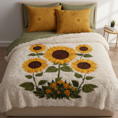 Golden Sunflower WJ2801004CL Faux Fur Throw Blanket