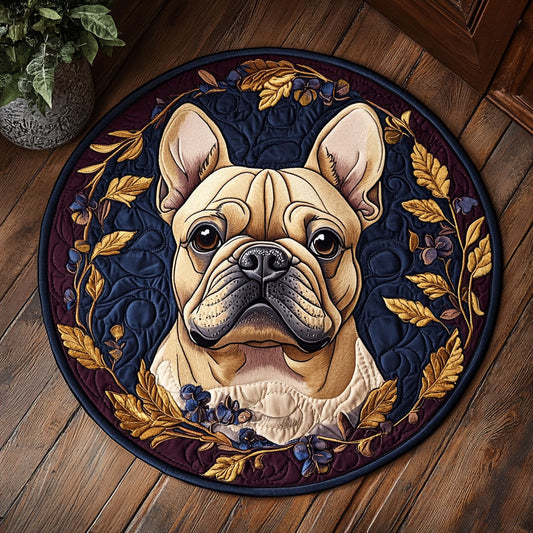 Golden Leaf Bulldog WP2204090CL Quilted Round Mat