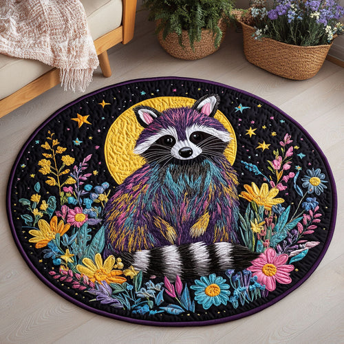Raccoon Moon Night CW1501052CL Quilted Round Mat