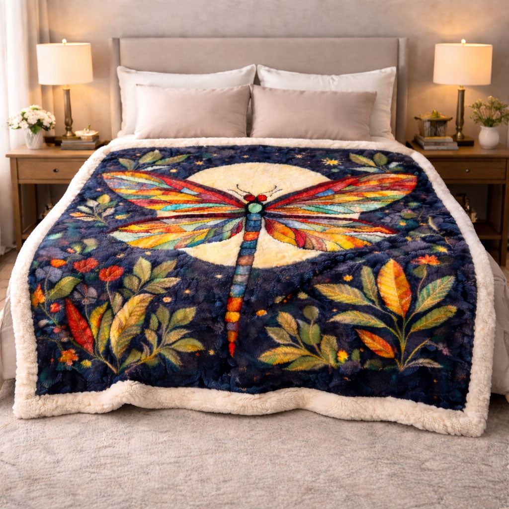 Moonlit Dragonfly KL3001003CL Faux Fur Throw Blanket