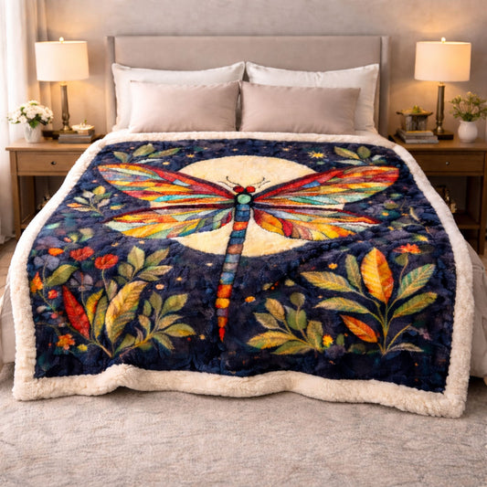 Moonlit Dragonfly KL3001003CL Faux Fur Throw Blanket