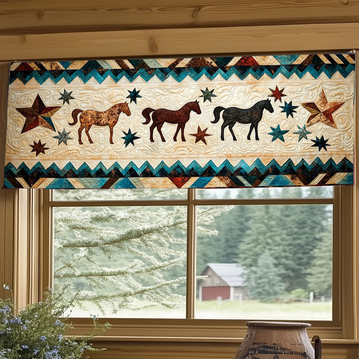 Cowboy Horse WJ3103039CL Quilted Valance