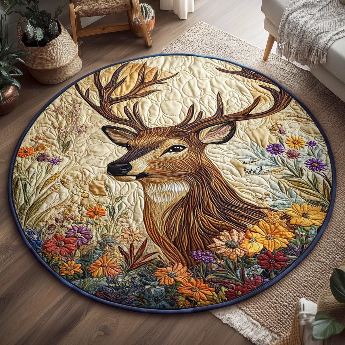Woodland Majestic Deer WJ1704056CL Quilted Round Mat