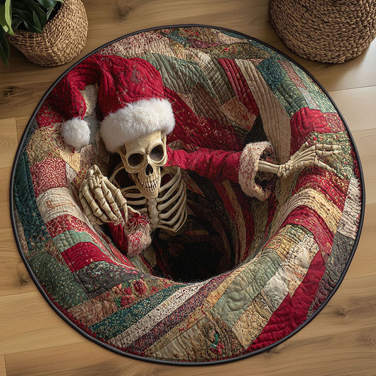 Skeleton Santa Illusion WN2609076CL Quilted Round Mat