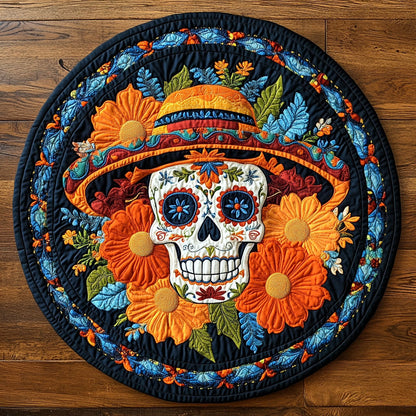 Flower Skull CW2804012CL Quilted Round Mat