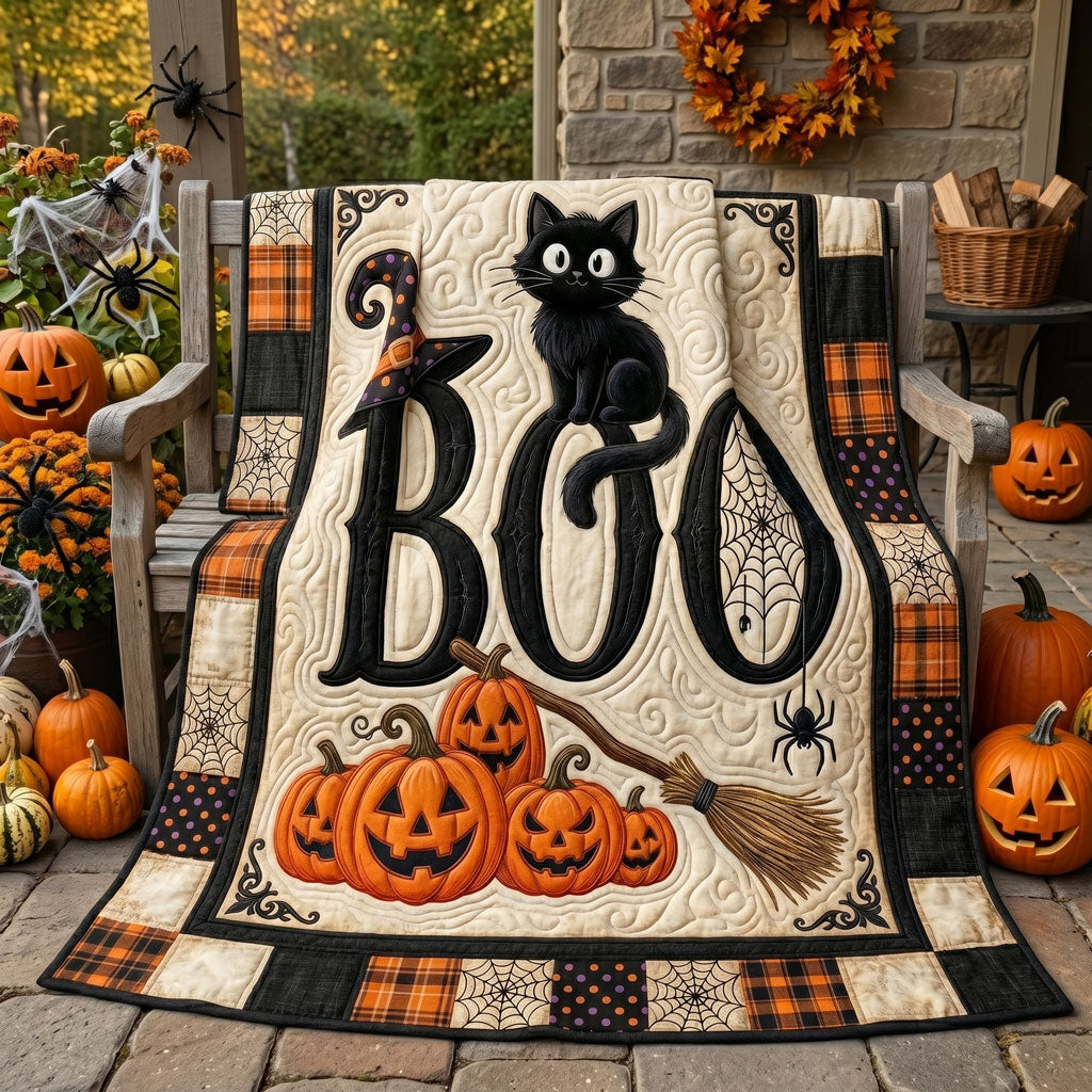 Boo Black Cat Witch Halloween WN0905002CL Quilt