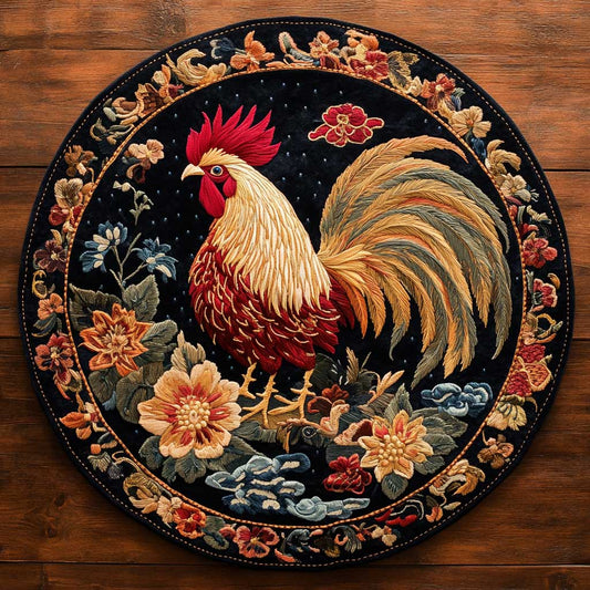 Oriental Rooster WN1405033CL Quilted Round Mat