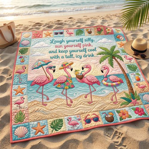 Beachy Flamingo Paradise XR0604009CL Quilt
