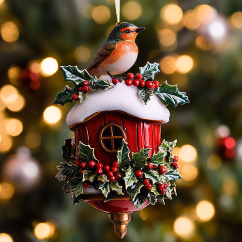 Frost Nest European Robin WN2810037CL Christmas Ornament