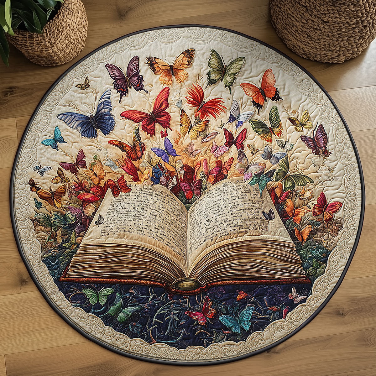 Book And Bloom WN0307003CL Quilted Round Mat