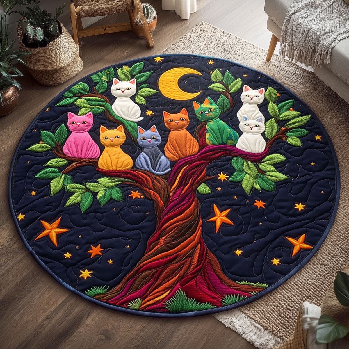 Cathedral Of The Cats WJ0108044CL Quilted Round Mat