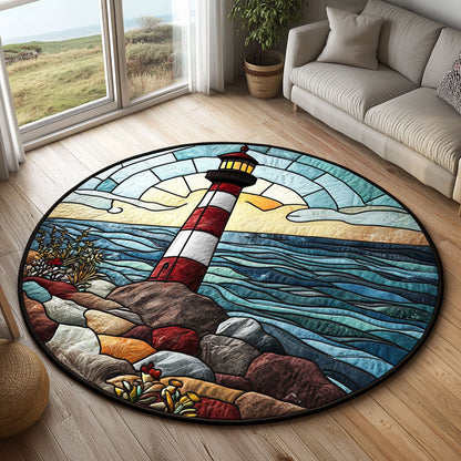 Seaside Lighthouse CW1301155CL Quilted Round Mat