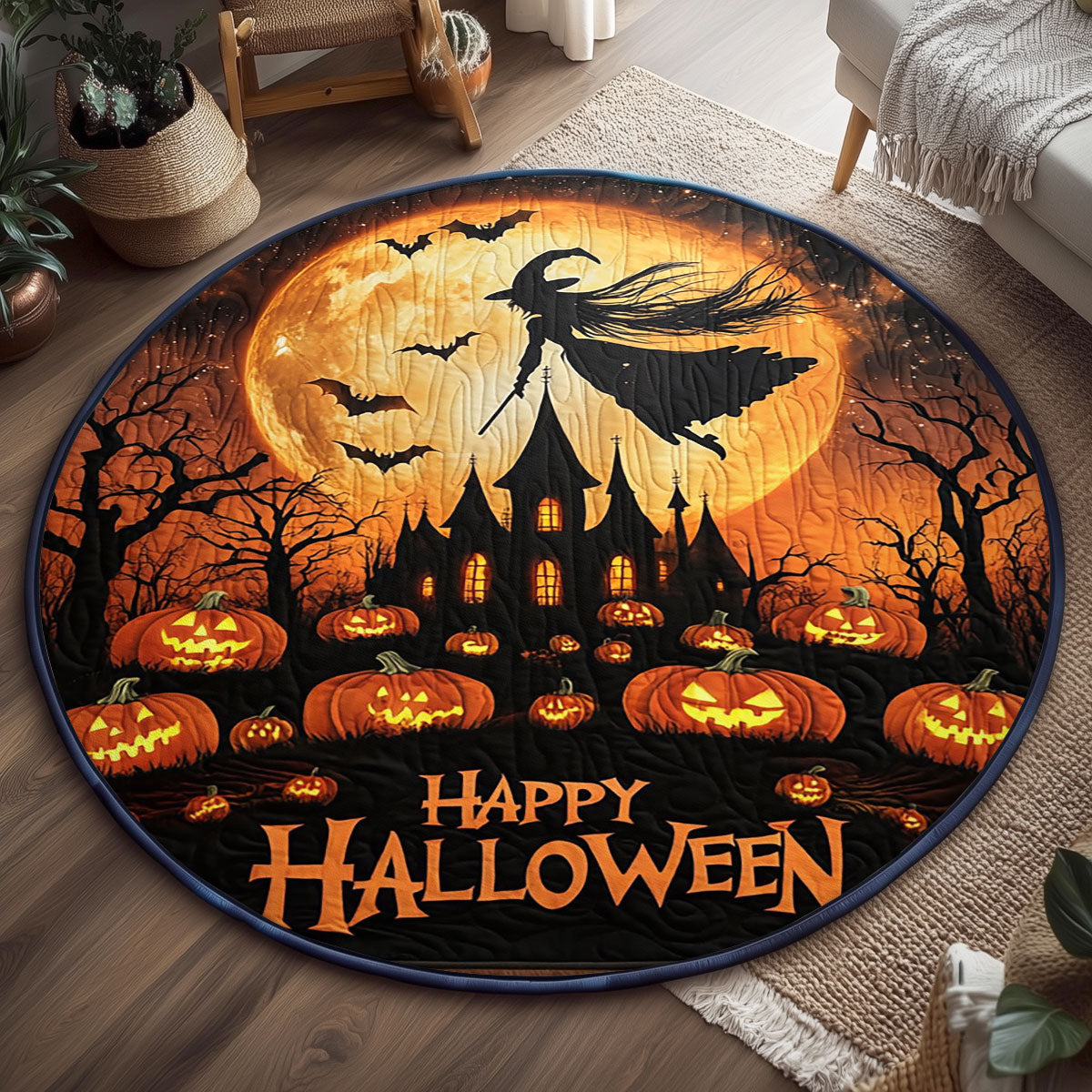 Halloween Howls WJ2307040CL Quilted Round Mat